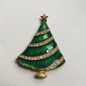 Eisenberg Ice Christmas tree brooch vintage 2 1/4 by 1 7/8 inches
